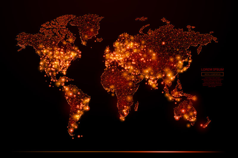 抽象橙色发光的矢量地图元素背景