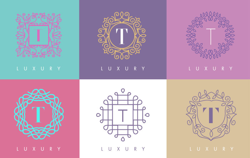 T字母花卉图案的标志设计
