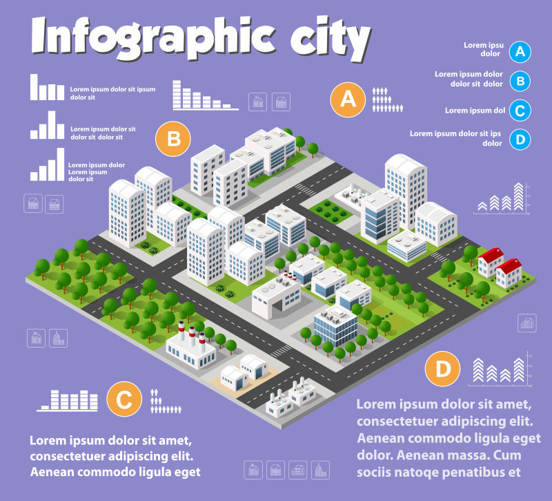 矢量的城市建筑图表
