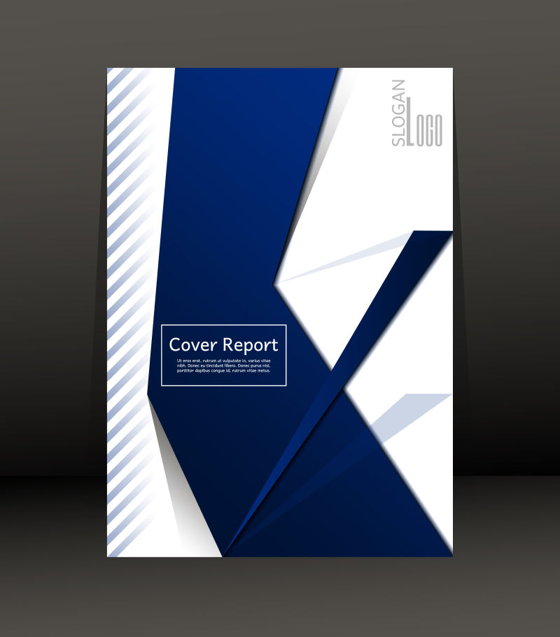 蓝色几何图案书刊封面矢量设计