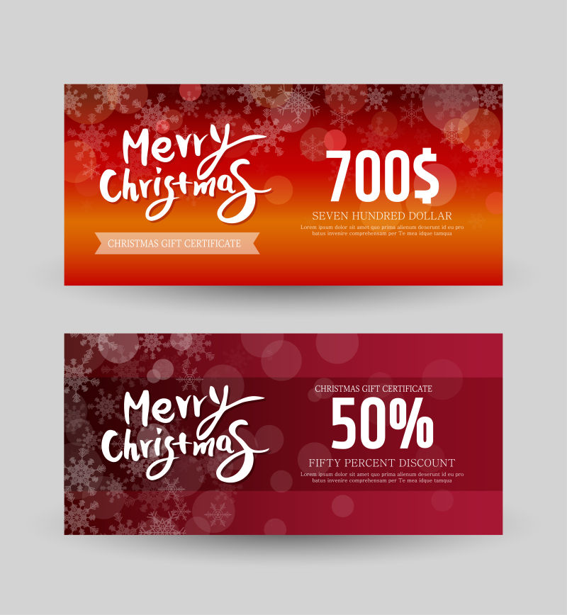 创意矢量彩色圣诞节主题的礼品券设计