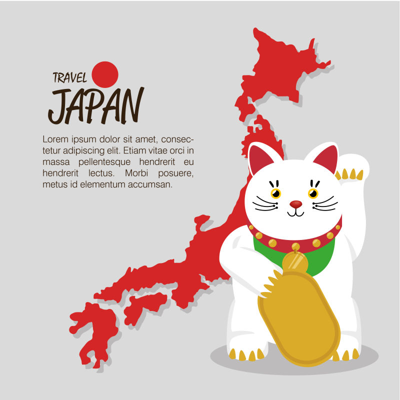 日本幸运猫文化矢量设计