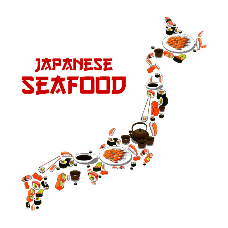日本美食地图矢量设计