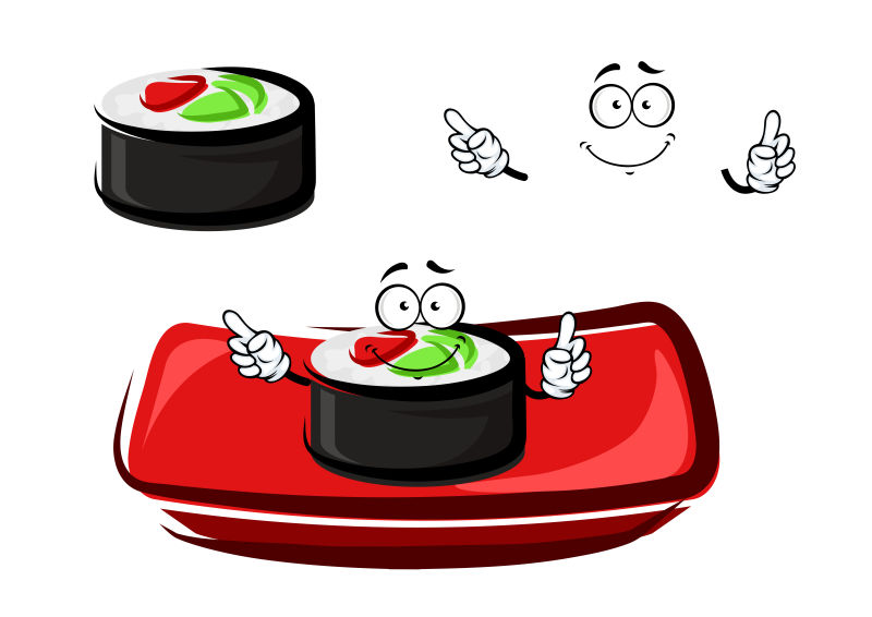 矢量传统日本寿司插图