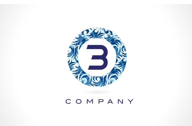 矢量蓝色字母B花纹logo