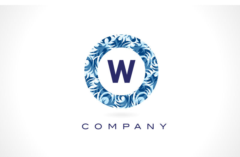 矢量蓝色字母W花纹logo