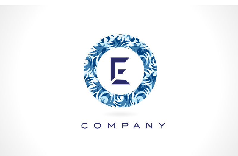 矢量蓝色字母E花纹logo