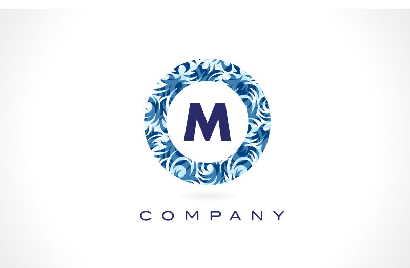 矢量蓝色字母M花纹logo