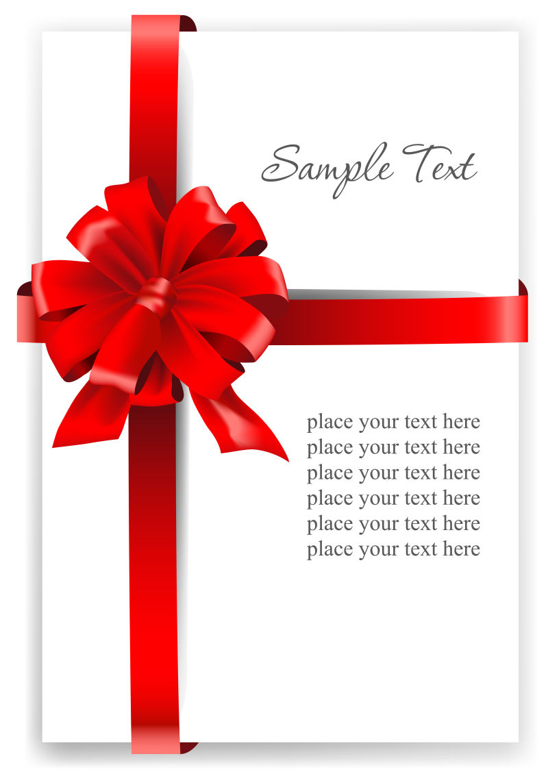 矢量有红丝带十字型造型贺卡图片素材