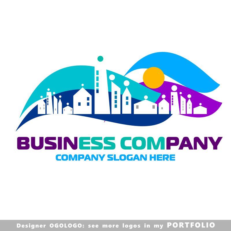 矢量彩色公司商业logo与图标