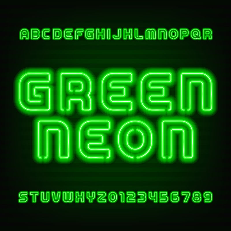 抽象绿色字母霓虹灯设计