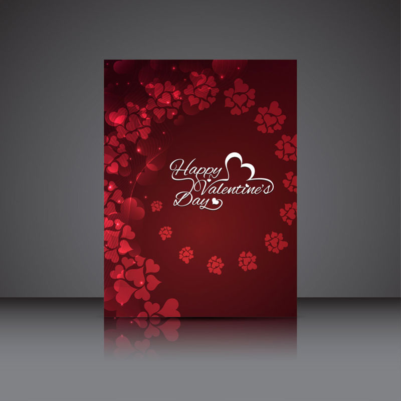 矢量深红色的情人节卡片设计