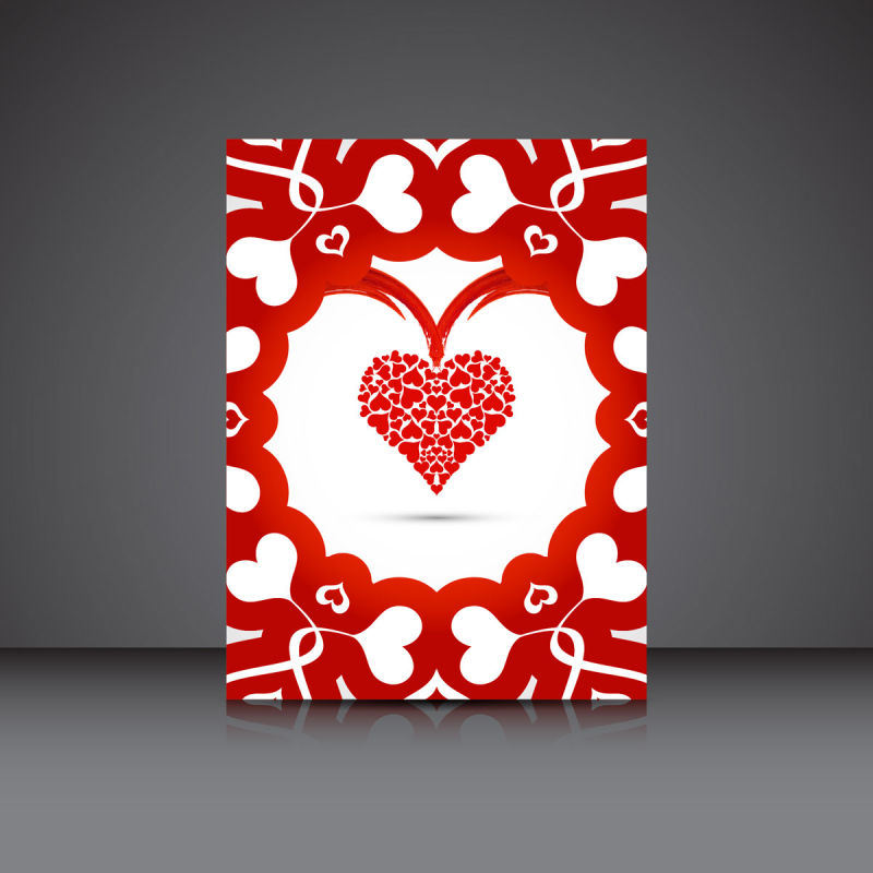 矢量心形图案装饰的情人节卡片