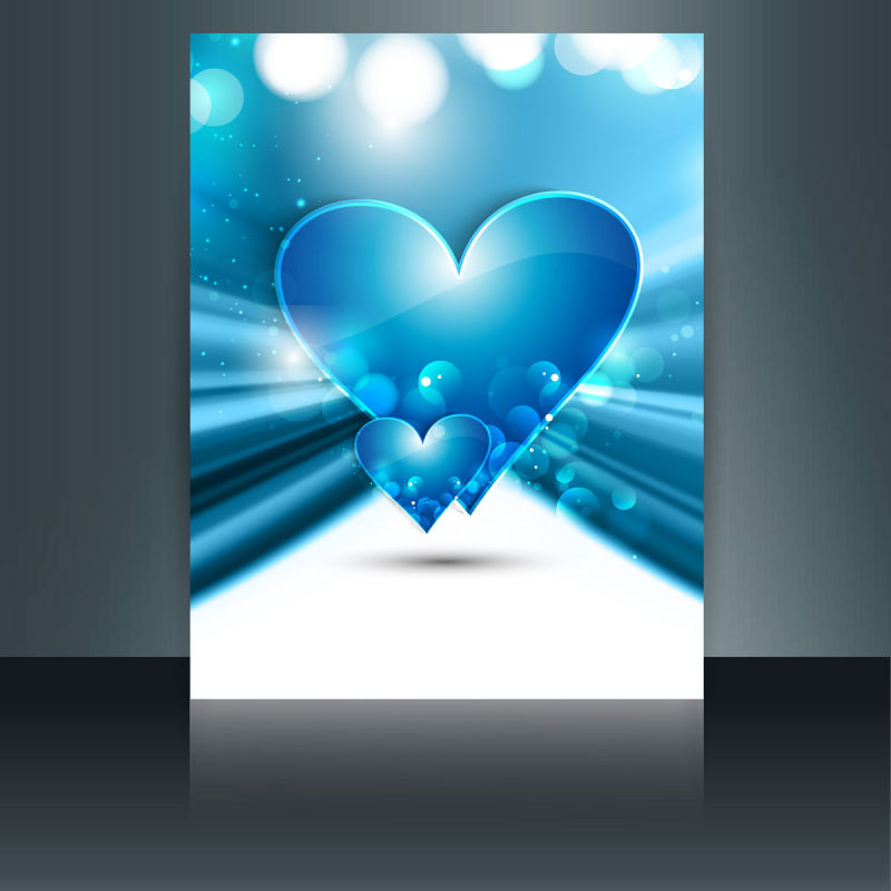 矢量蓝色的浪漫情人节卡片设计
