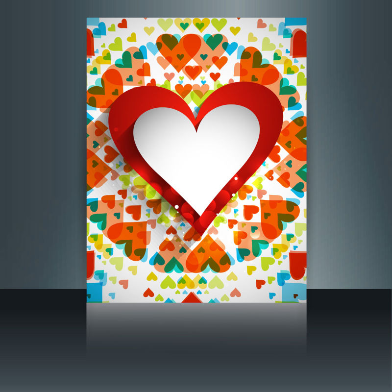 矢量彩色爱心情人节卡片设计