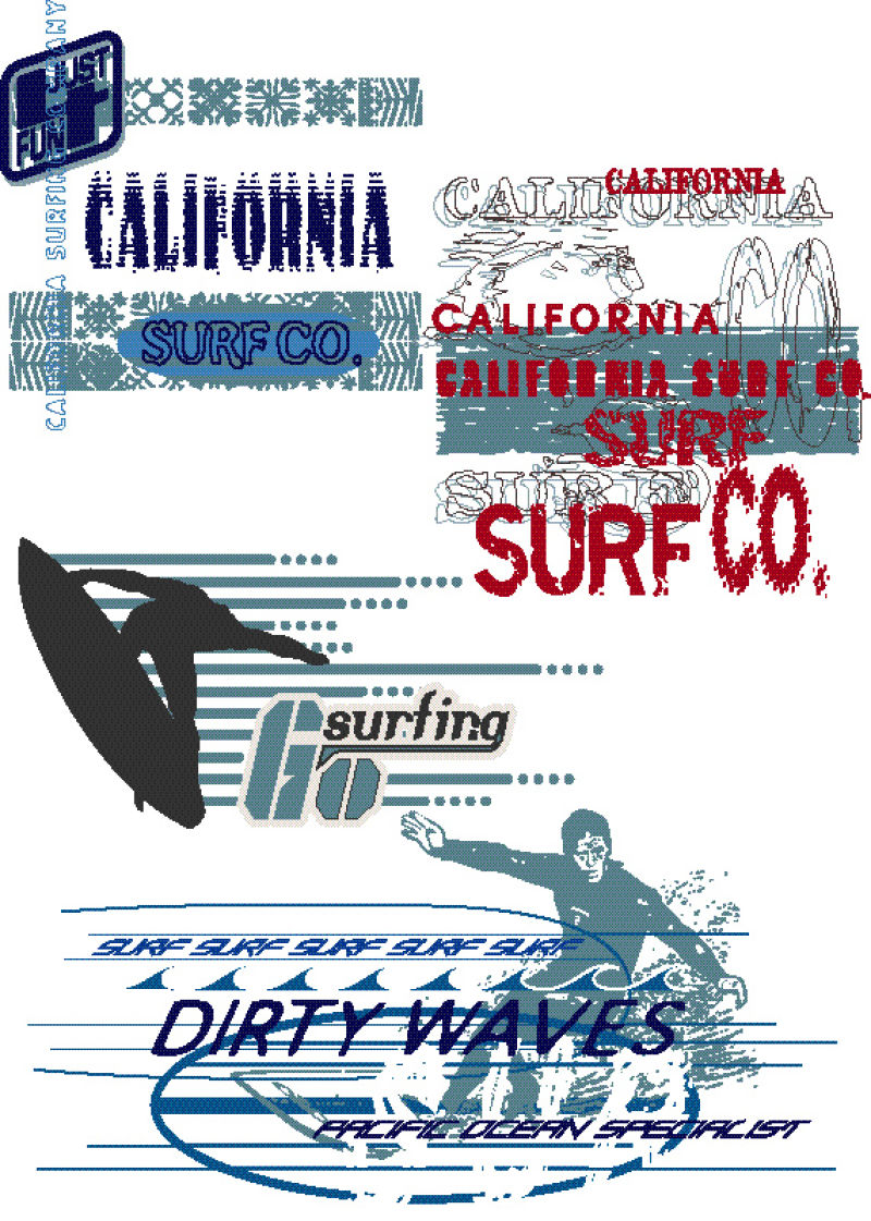 创意矢量现代冲浪协会的商业印刷标志设计