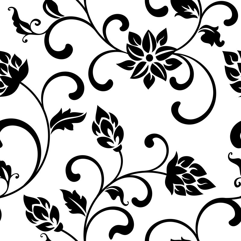 创意矢量黑色花朵装饰无缝抽象背景