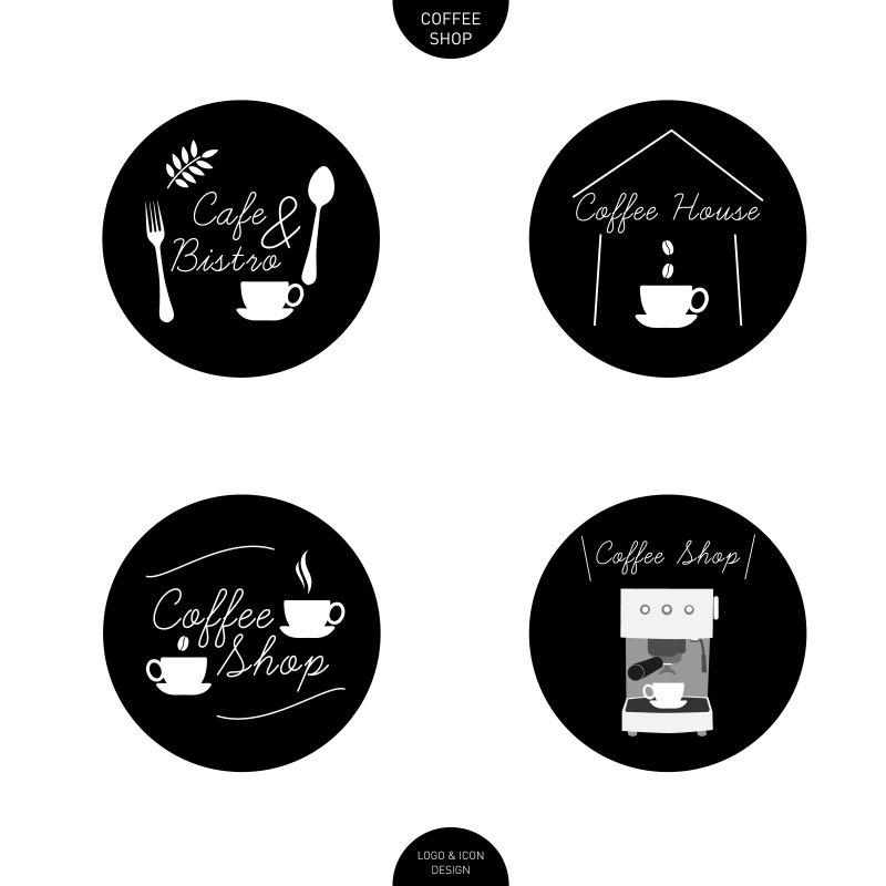 创意矢量咖啡元素的装饰图标设计
