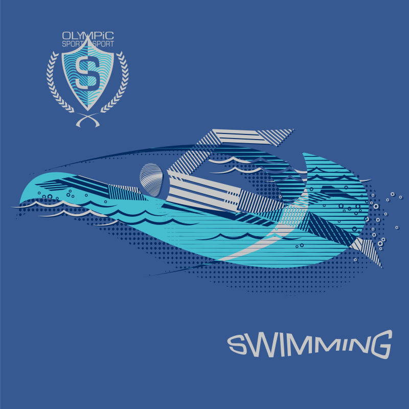 创意矢量游泳运动员抽象插图设计