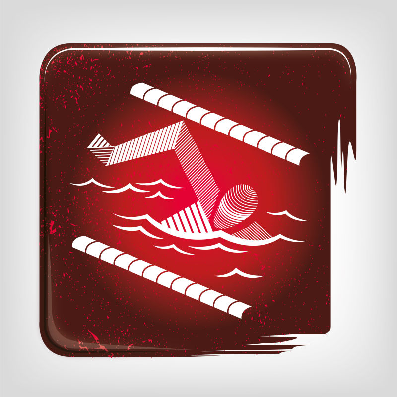 创意矢量游泳运动员的抽象插图