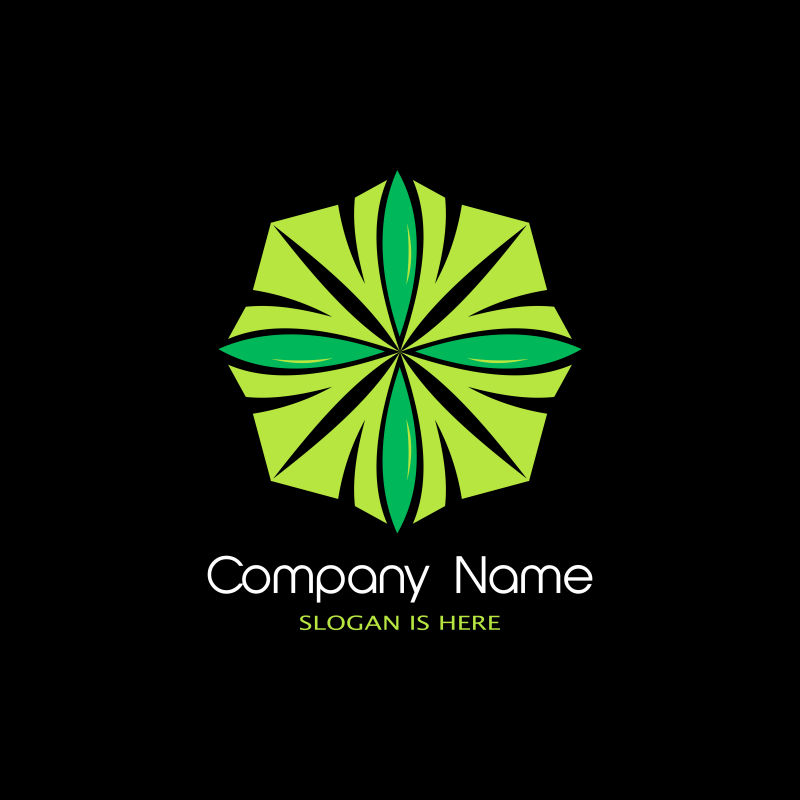矢量绿色花形商业logo标志