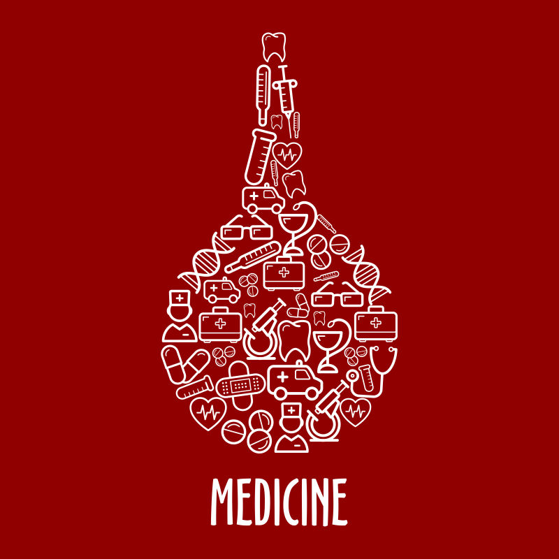 抽象矢量医疗工具元素的创意标志设计