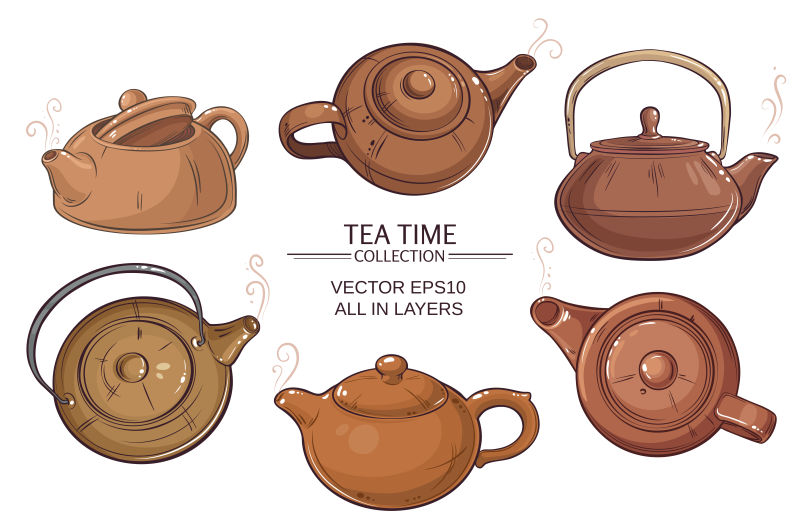 抽象矢量棕色茶壶元素设计背景