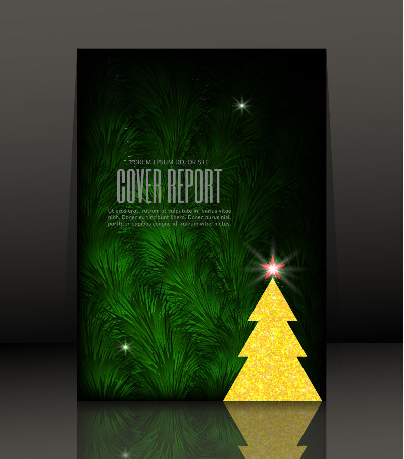 抽象矢量现代圣诞树元素的新年海报设计
