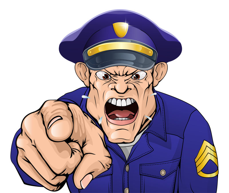 创意矢量卡通愤怒的警察插图