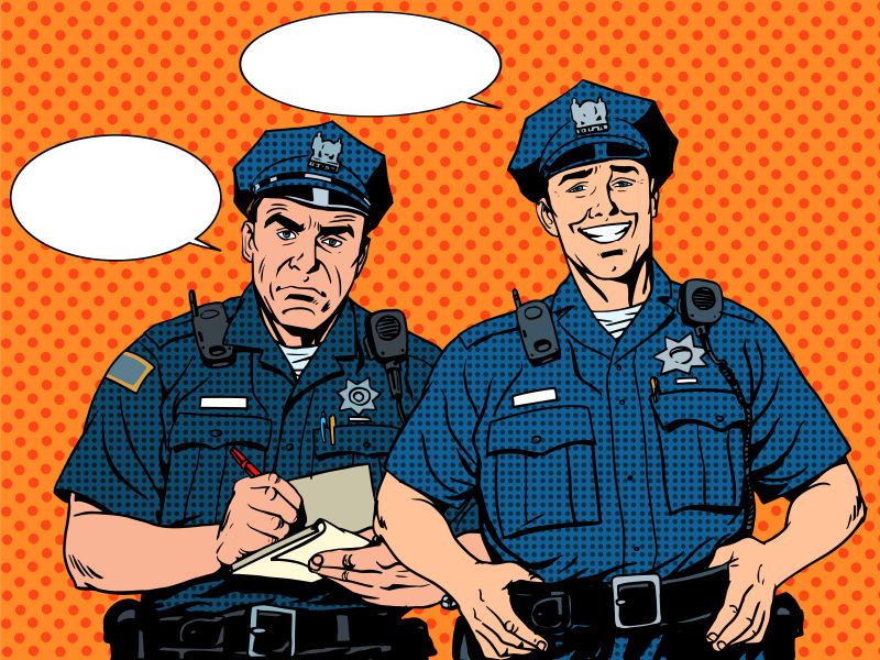 抽象矢量卡通风格的警察插图