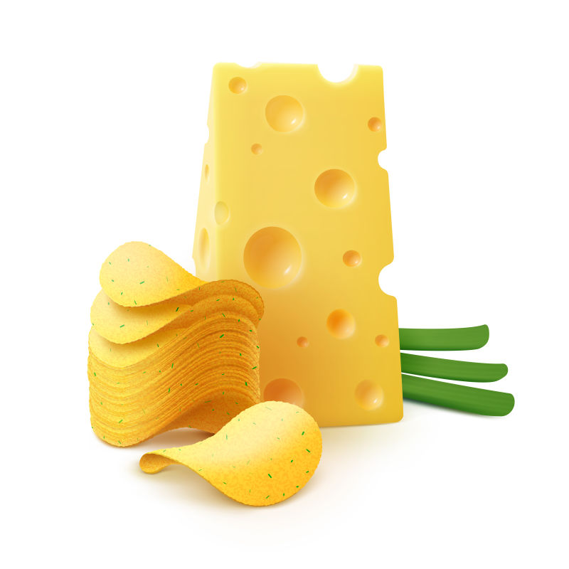创意矢量奶酪和薯片设计插图