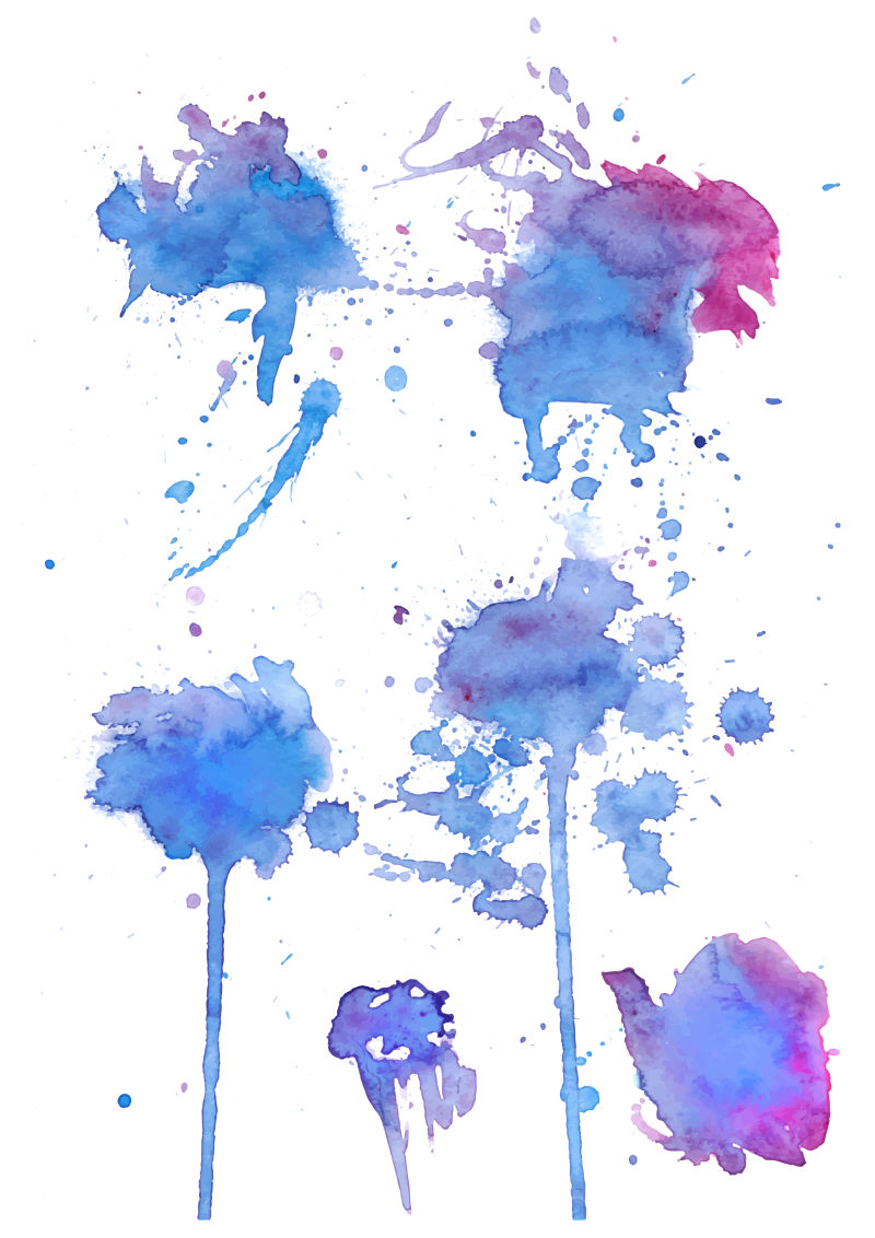 抽象矢量蓝紫色水彩纹理渐变设计元素
