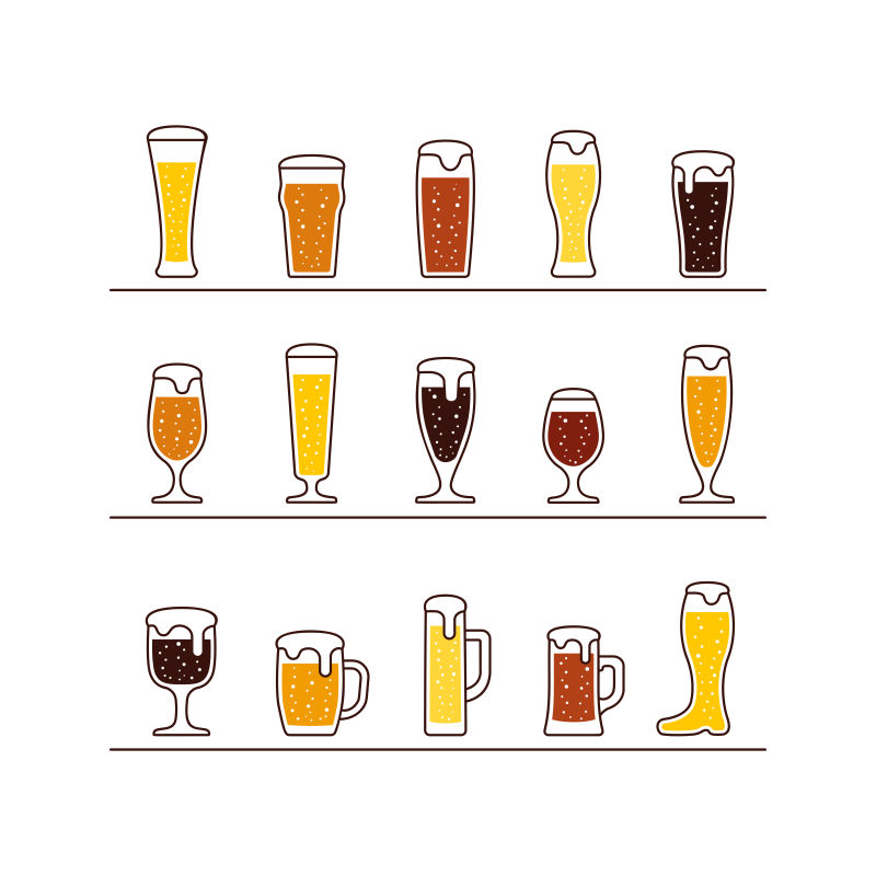 啤酒和杯子矢量图标