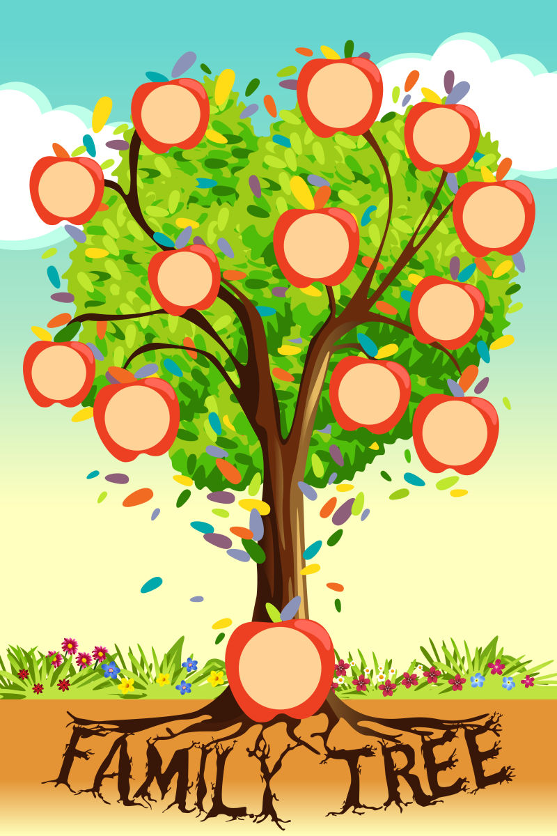 创意矢量家谱树设计插图