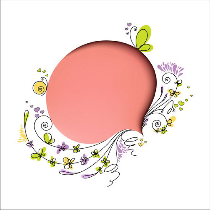 粉色花卉装饰对话框矢量设计