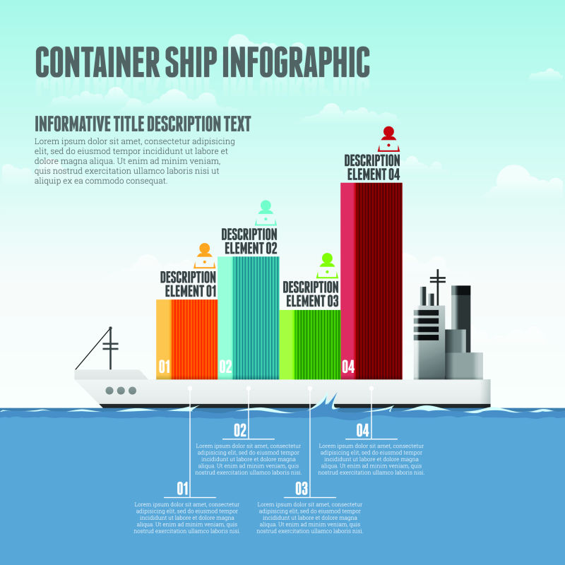 抽象矢量现代航海运输主题的信息图表设计