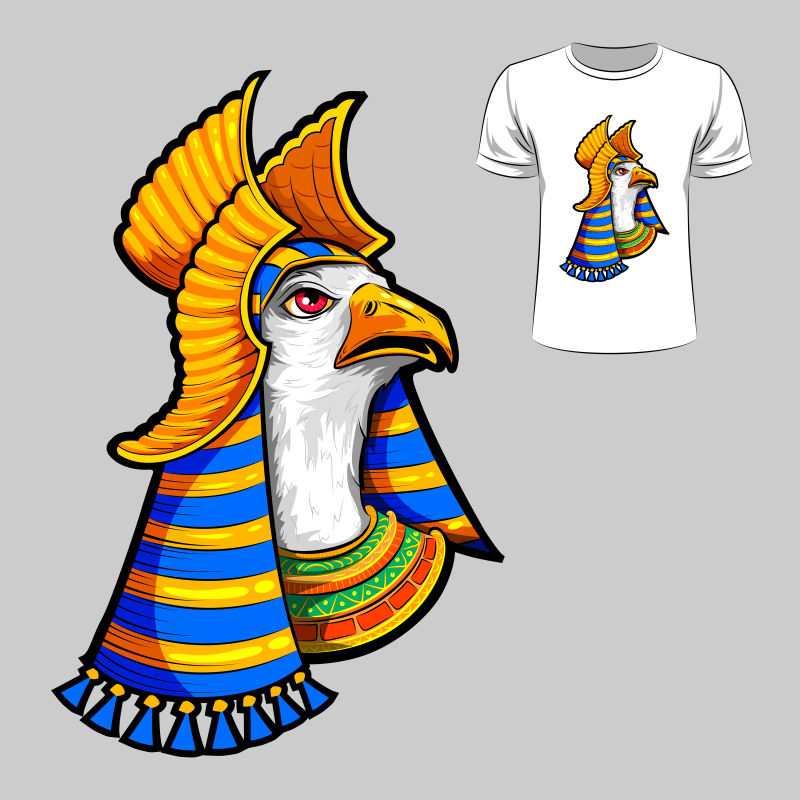 矢量抽象埃及鸟的T恤图案设计
