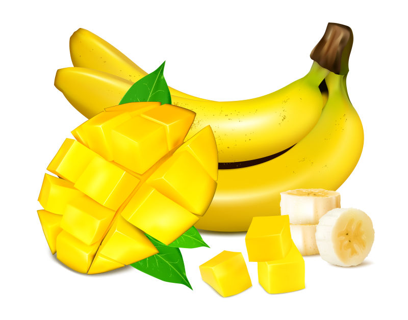 创意矢量芒果和香蕉设计