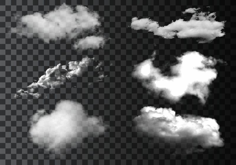 矢量透明背景前的不同云朵