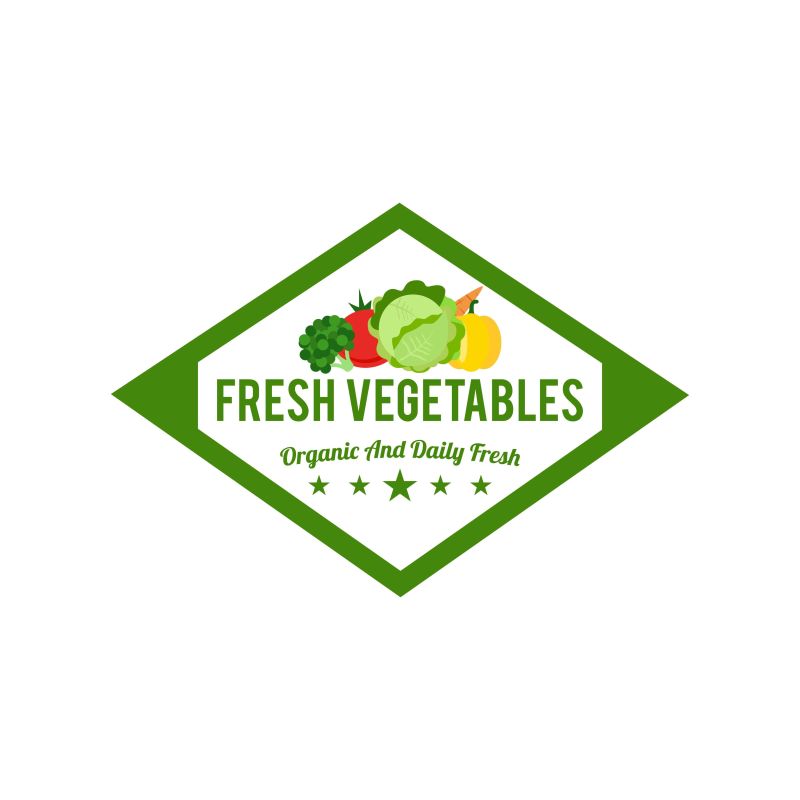 矢量蔬菜的平面标志设计