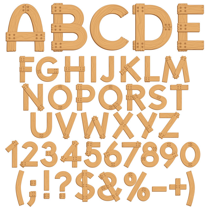 创意矢量木块拼接的字体设计