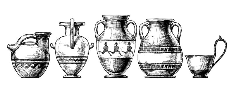 创意矢量古代陶器设计插图