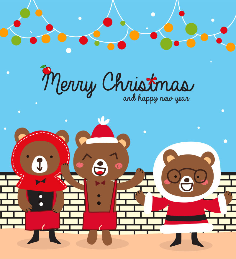 抽象矢量圣诞风格的泰迪熊设计插图