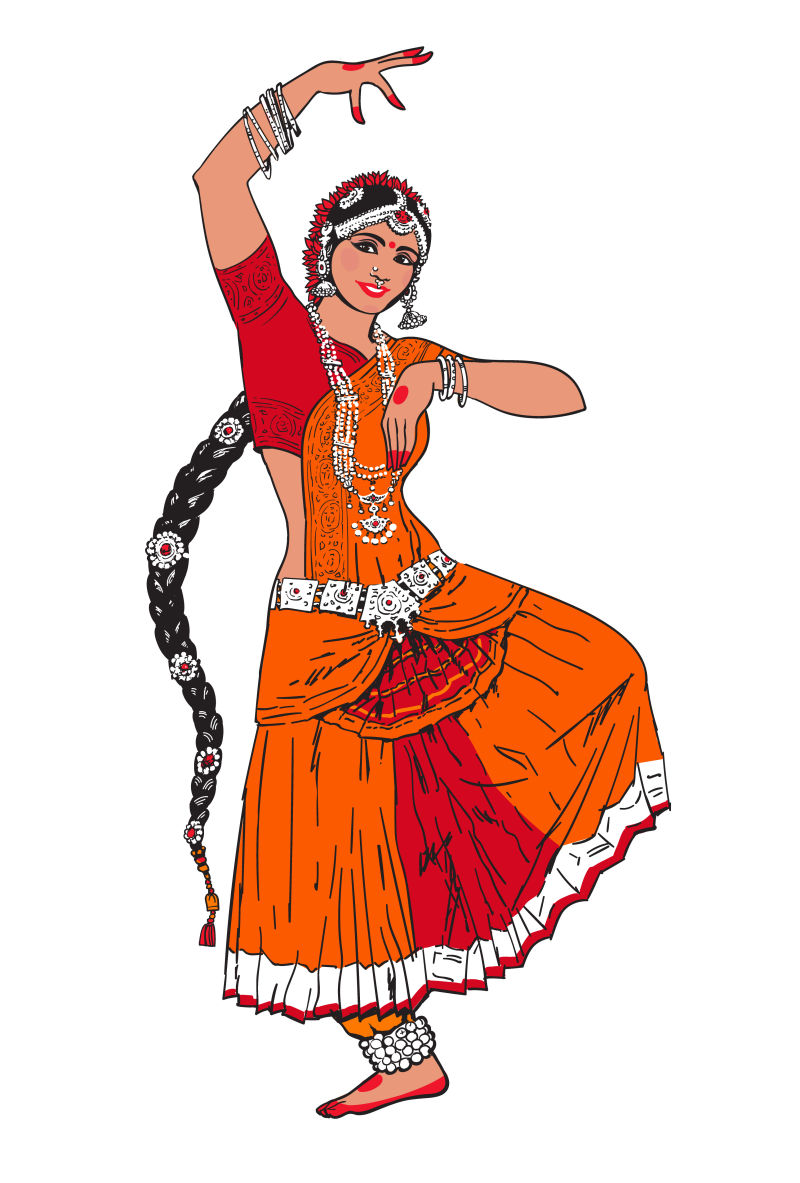 创意矢量现代女印度肚皮舞者插图