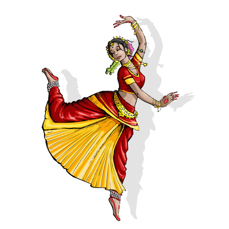 抽象矢量印度肚皮舞女舞者设计