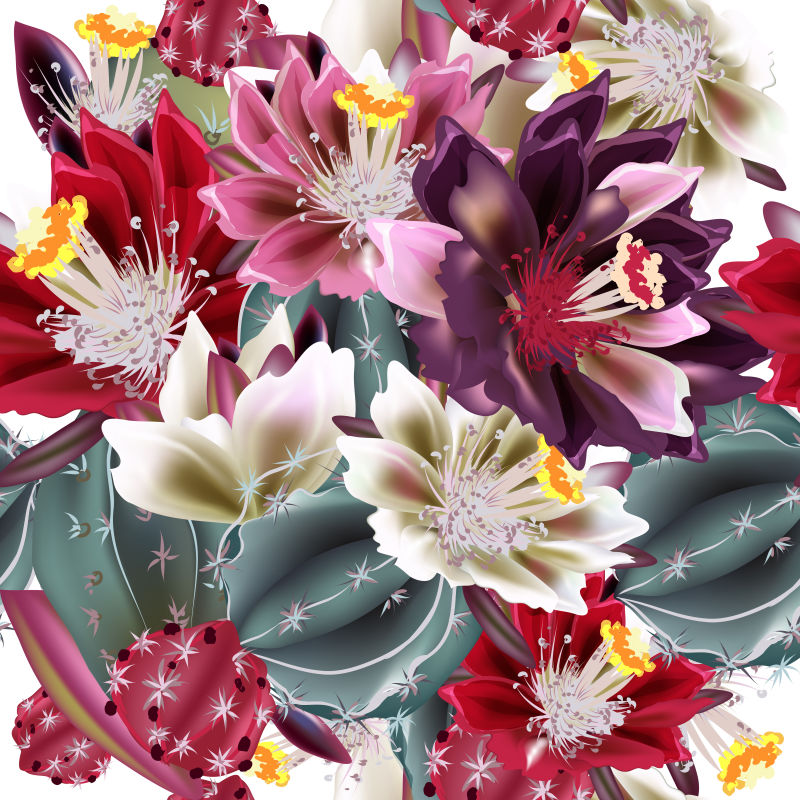 矢量抽象美丽花卉元素的装饰背景