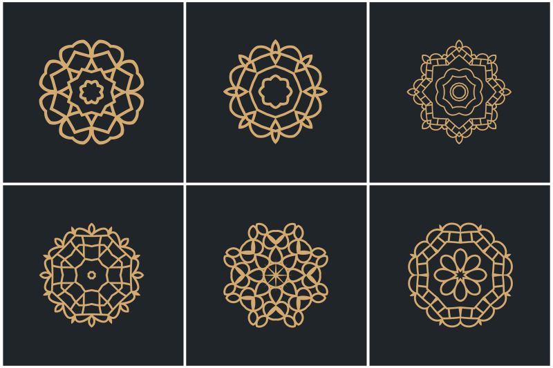 创意矢量现代金色线性花卉元素标志设计