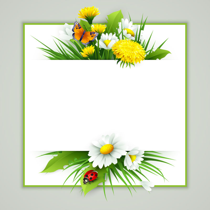 创意矢量花朵元素装饰的边框设计