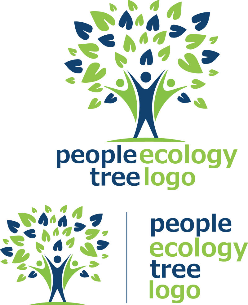 矢量抽象生态树主题的平面标志设计
