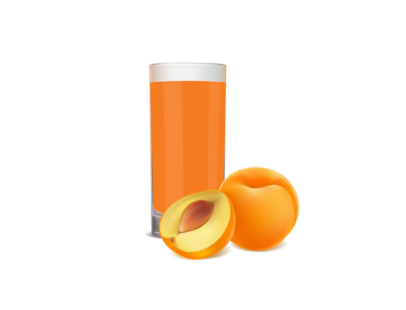 矢量水果杏与果汁